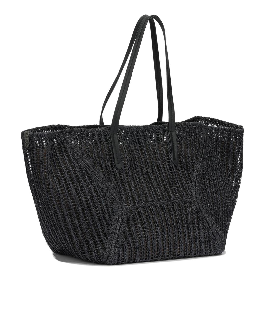 BRUNELLO CUCINELLI Черная пелетеная сумка тоут, фото 2