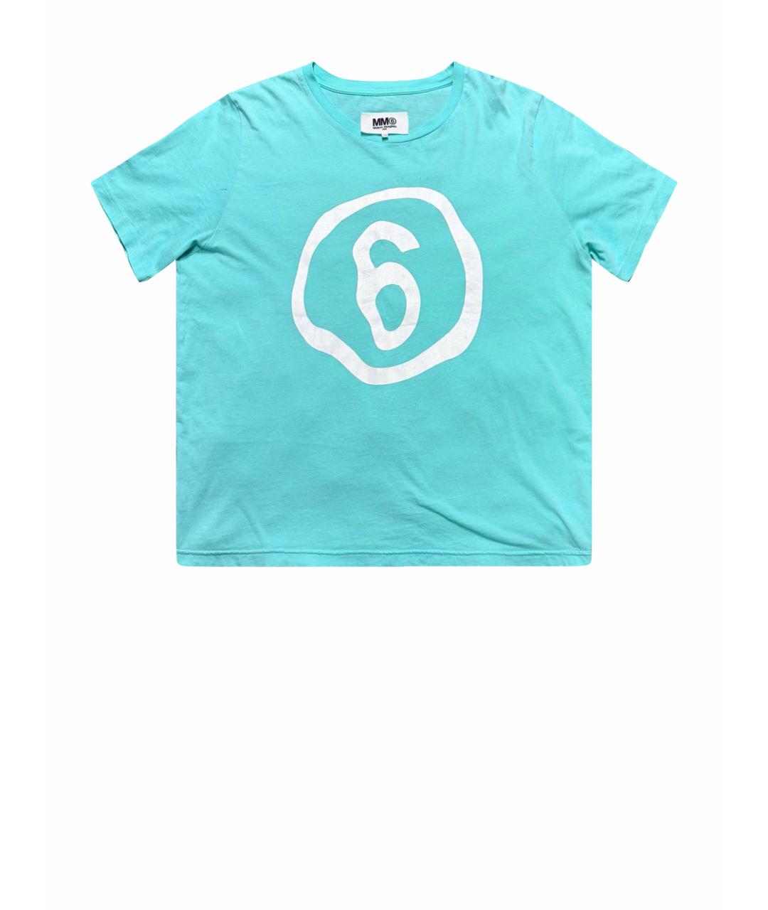 MM6 MAISON MARGIELA Бирюзовая хлопковая футболка, фото 1