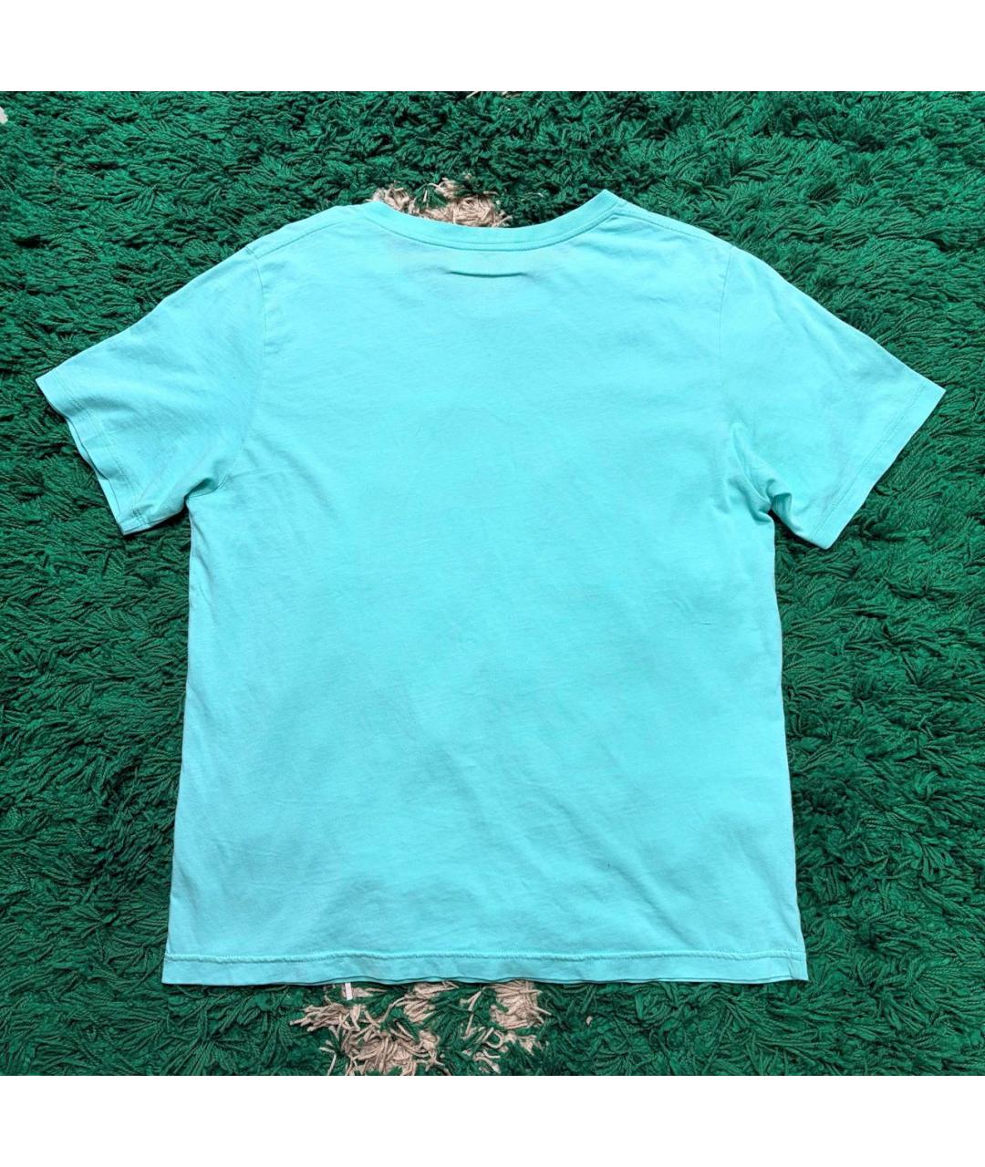 MM6 MAISON MARGIELA Бирюзовая хлопковая футболка, фото 2