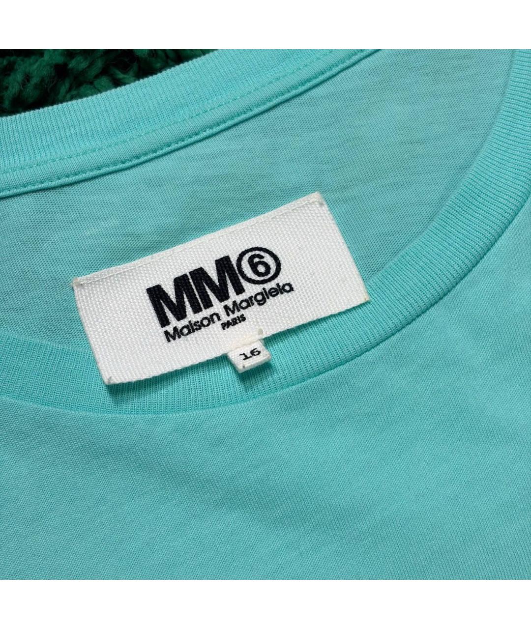 MM6 MAISON MARGIELA Бирюзовая хлопковая футболка, фото 3