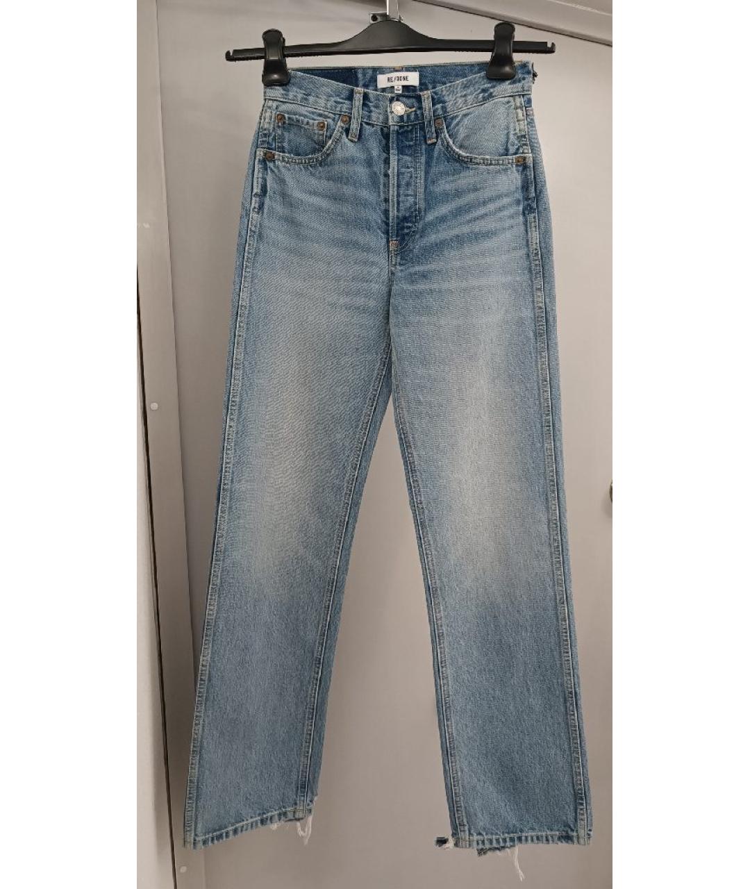 RE/DONE Голубые хлопковые прямые джинсы, фото 8
