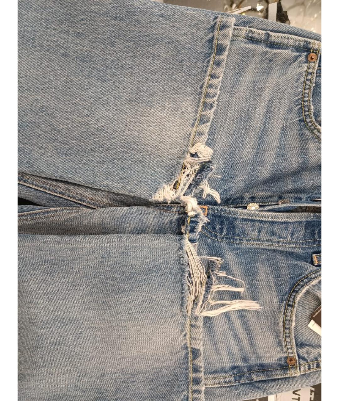 RE/DONE Голубые хлопковые прямые джинсы, фото 4