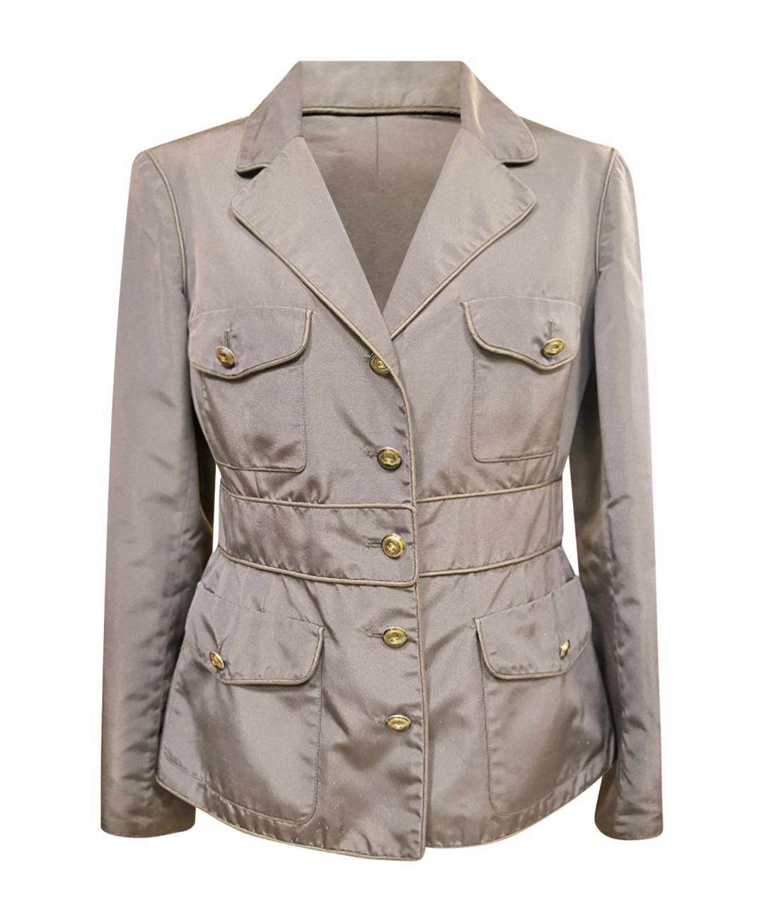 CHANEL Темно-синий шелковый жакет/пиджак, фото 1