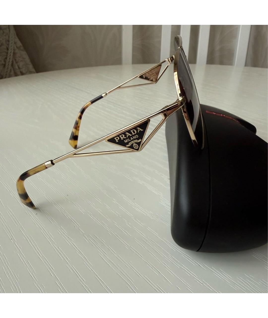 PRADA Золотые металлические солнцезащитные очки, фото 5