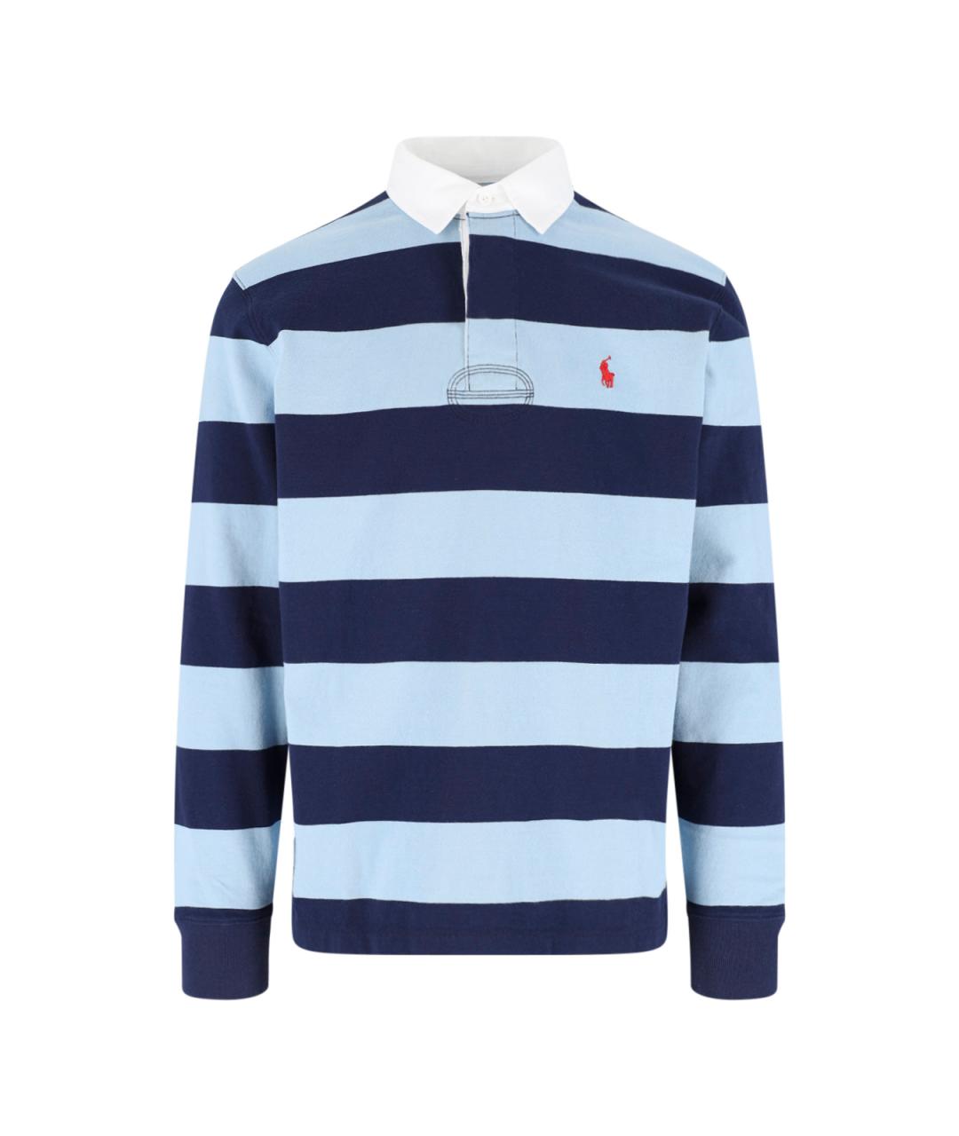 POLO RALPH LAUREN Синее хлопковое поло с длинным рукавом, фото 1