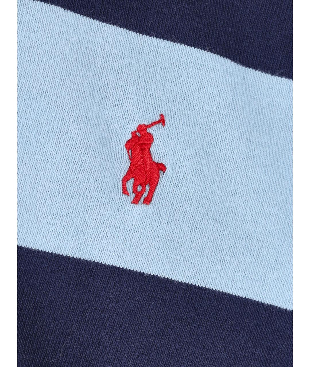 POLO RALPH LAUREN Синее хлопковое поло с длинным рукавом, фото 3