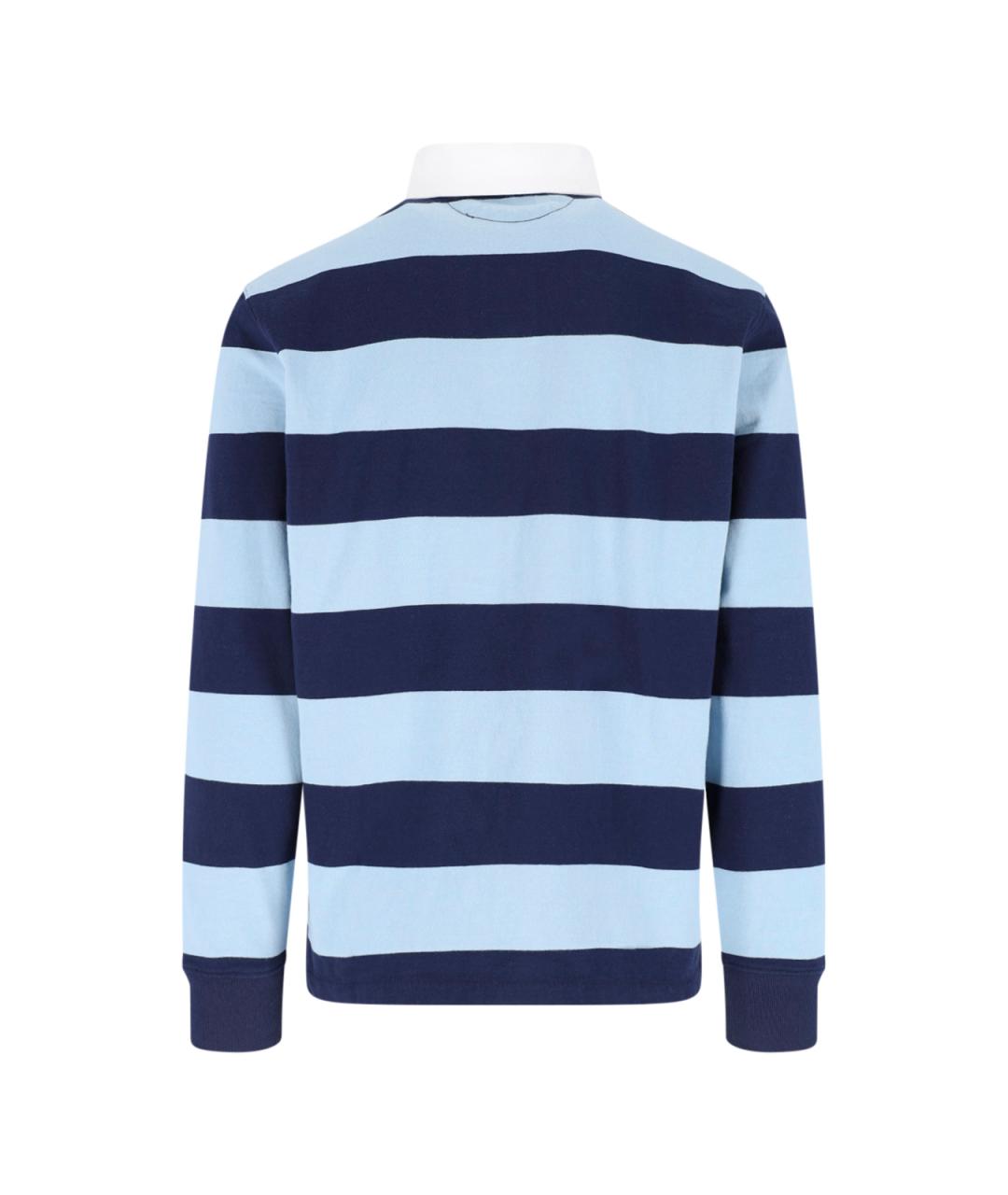 POLO RALPH LAUREN Синее хлопковое поло с длинным рукавом, фото 2