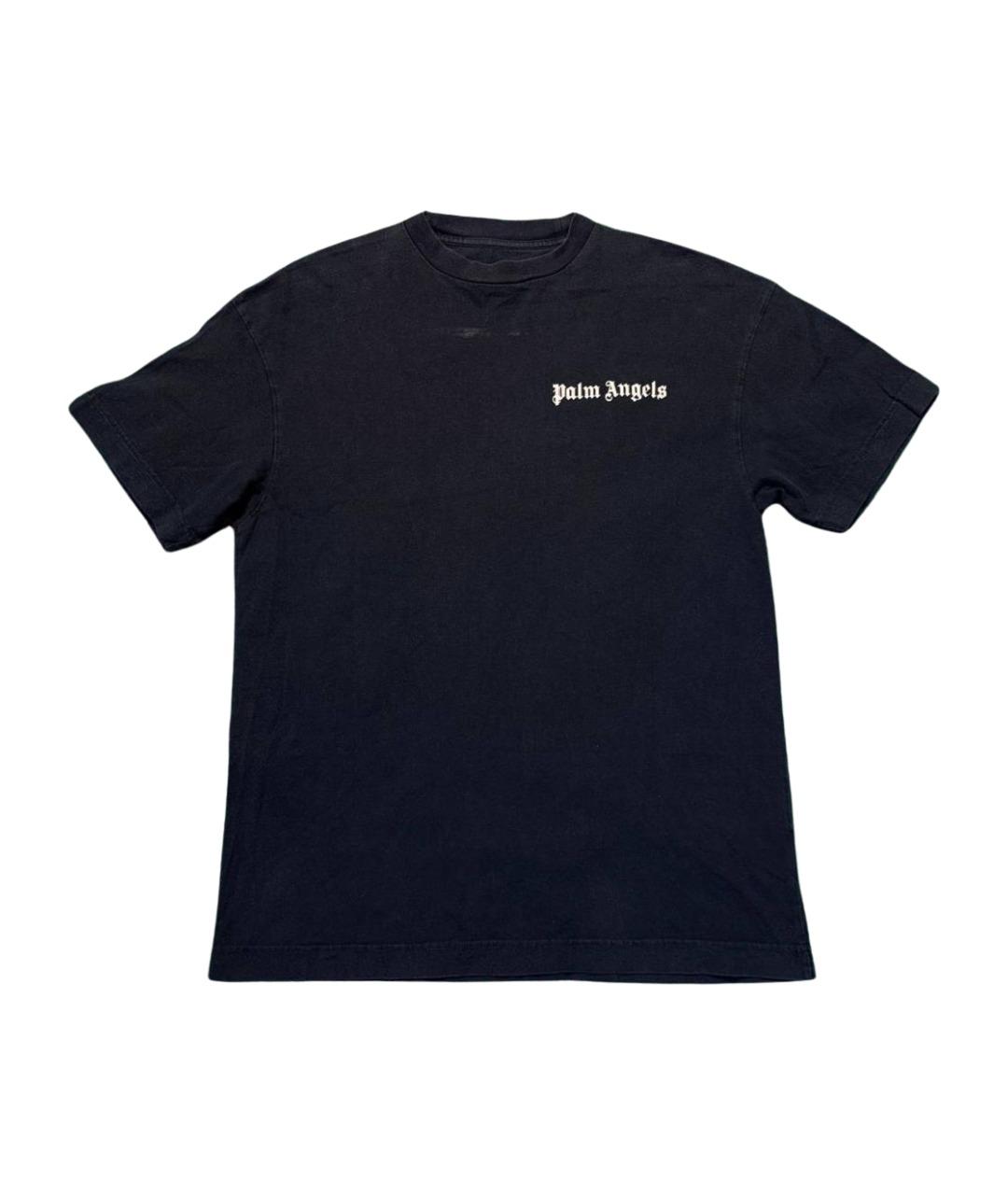 PALM ANGELS Темно-синяя хлопковая футболка, фото 1