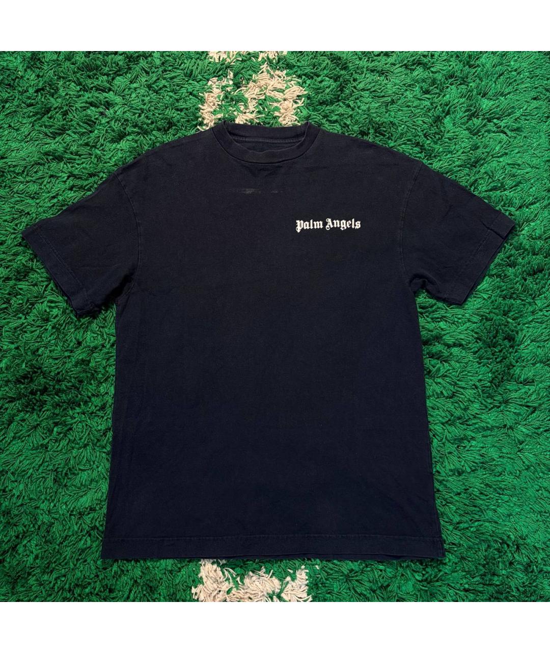 PALM ANGELS Темно-синяя хлопковая футболка, фото 5