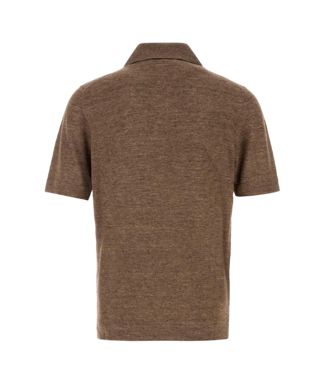 BRUNELLO CUCINELLI Коричневое поло с коротким рукавом, фото 2