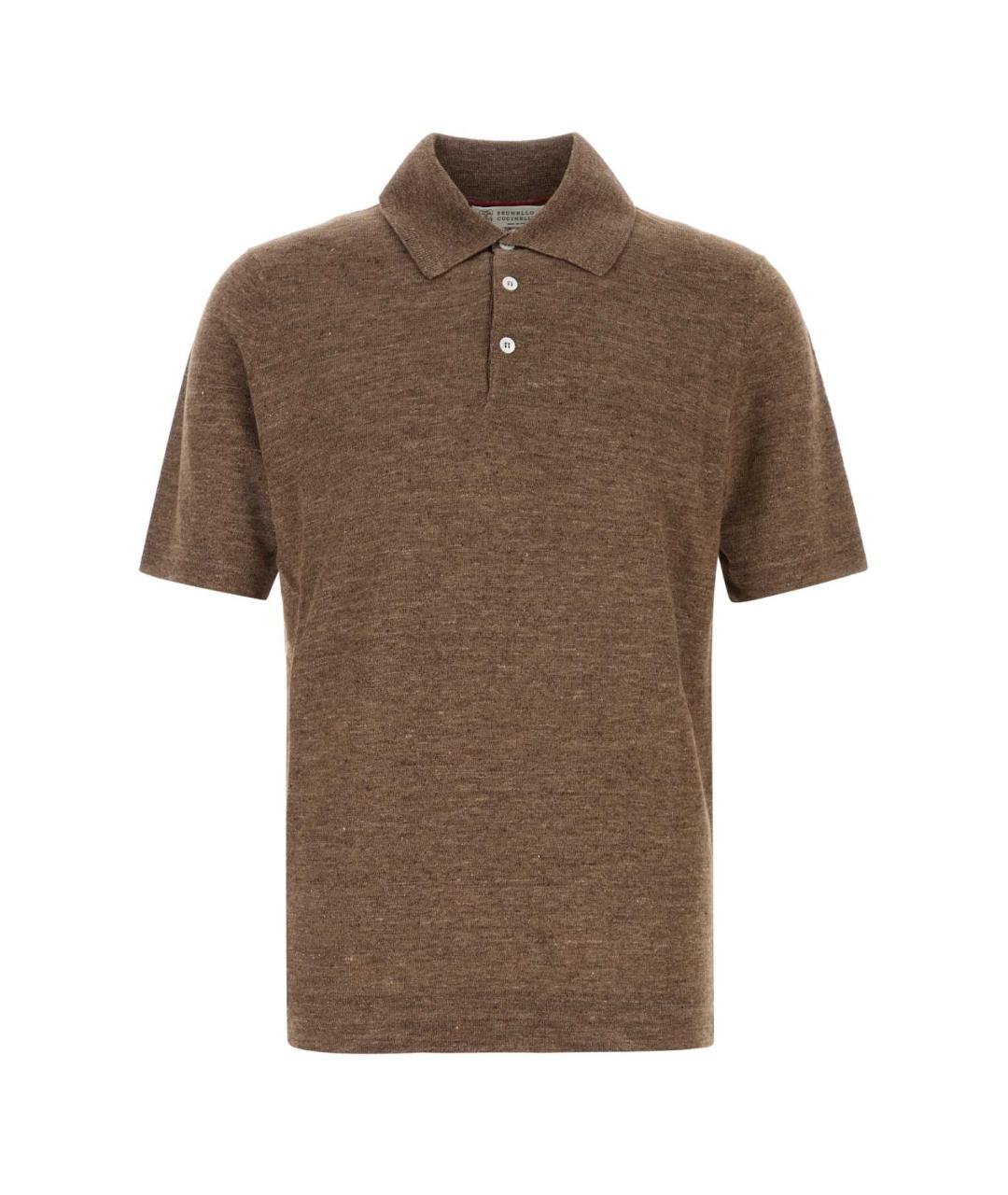 BRUNELLO CUCINELLI Коричневое поло с коротким рукавом, фото 1