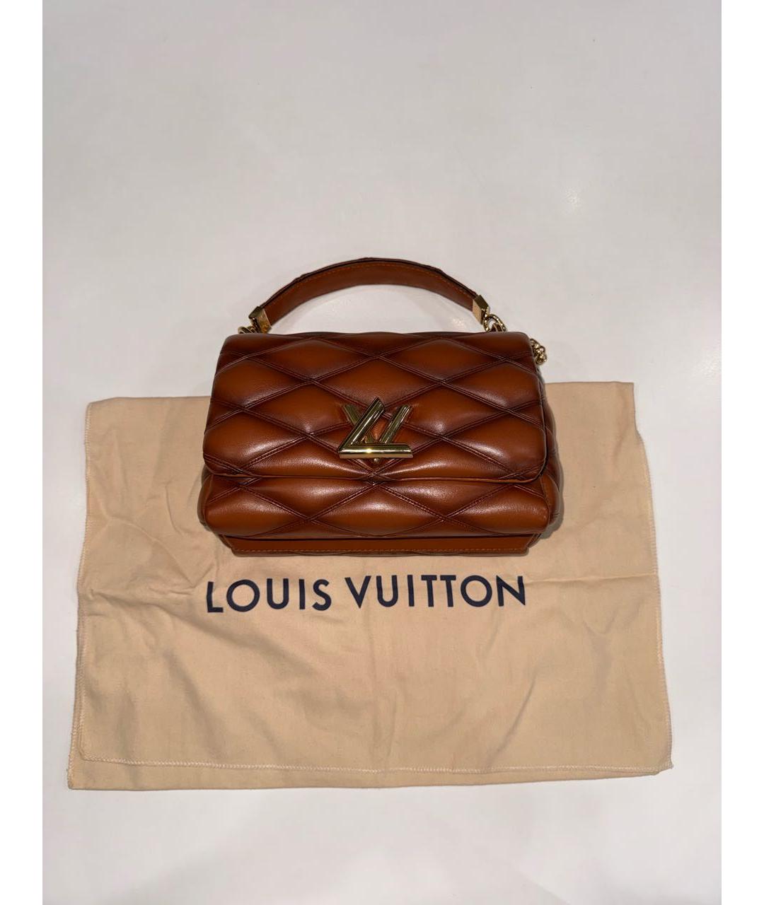 LOUIS VUITTON Коричневая кожаная сумка с короткими ручками, фото 6