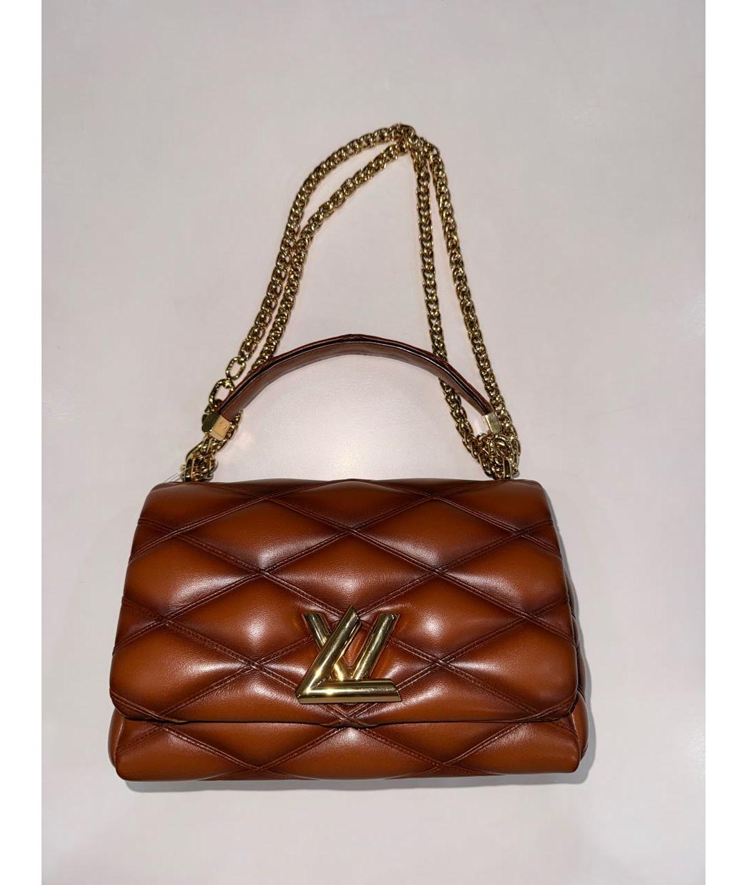 LOUIS VUITTON Коричневая кожаная сумка с короткими ручками, фото 8