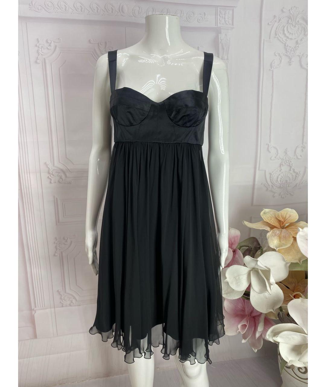 DOLCE&GABBANA Черное шелковое коктейльное платье, фото 6