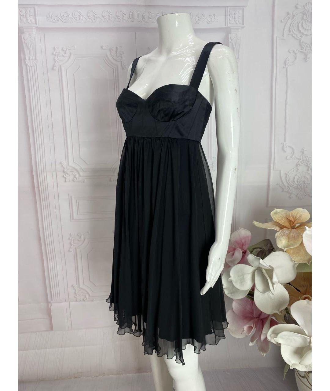 DOLCE&GABBANA Черное шелковое коктейльное платье, фото 5