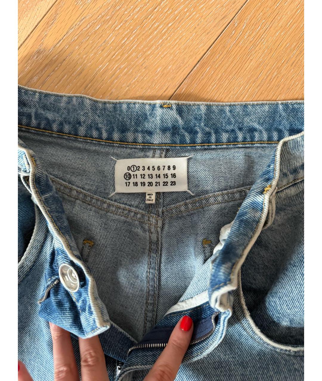 MAISON MARGIELA Голубые хлопковые прямые джинсы, фото 3