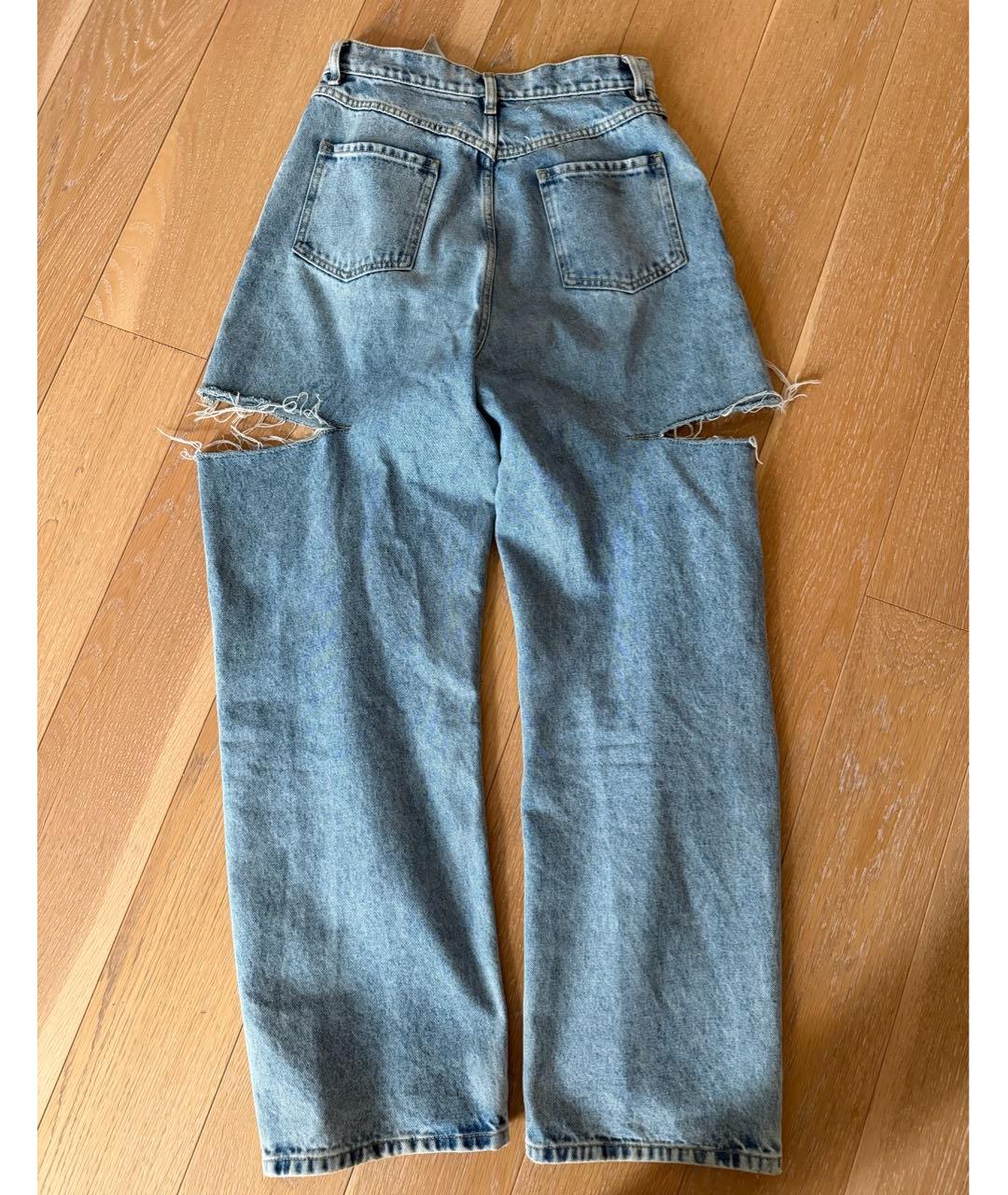 MAISON MARGIELA Голубые хлопковые прямые джинсы, фото 2