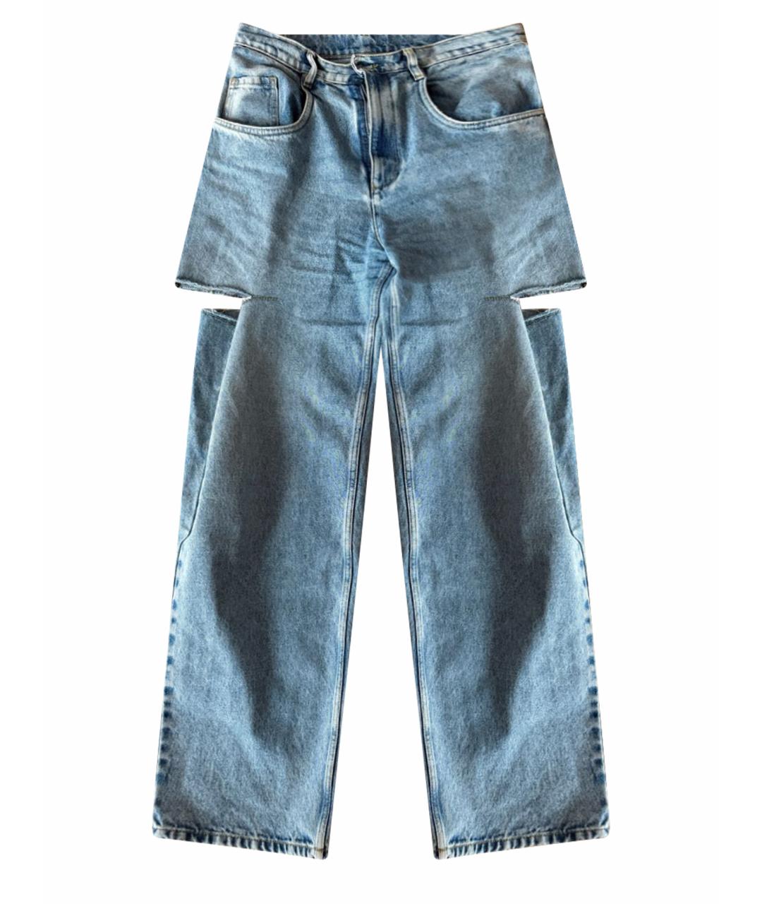 MAISON MARGIELA Голубые хлопковые прямые джинсы, фото 1