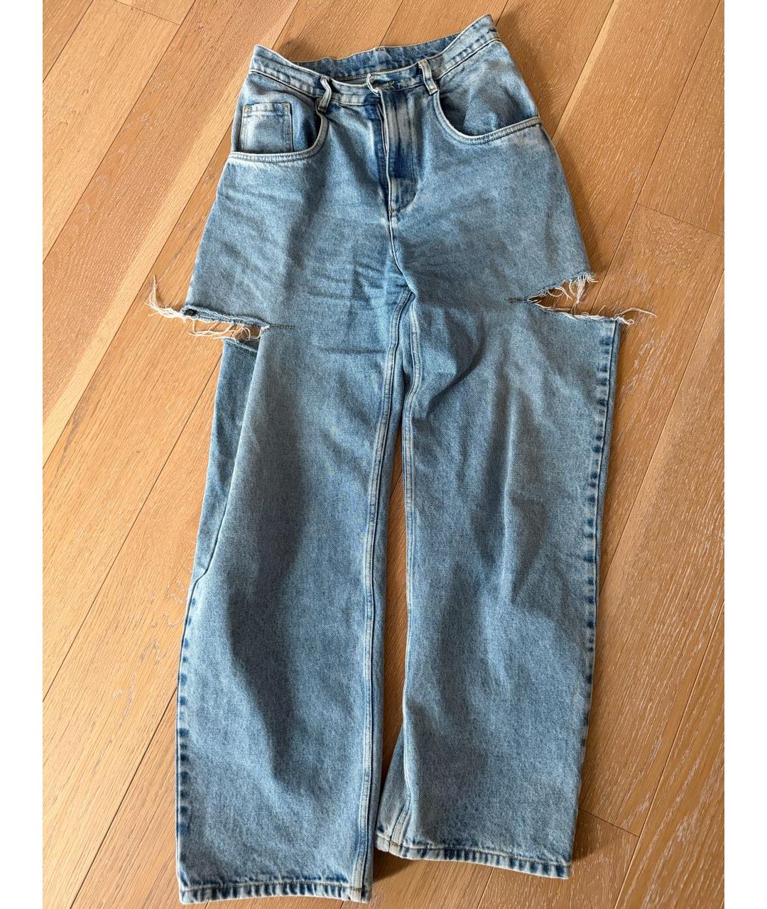 MAISON MARGIELA Голубые хлопковые прямые джинсы, фото 5