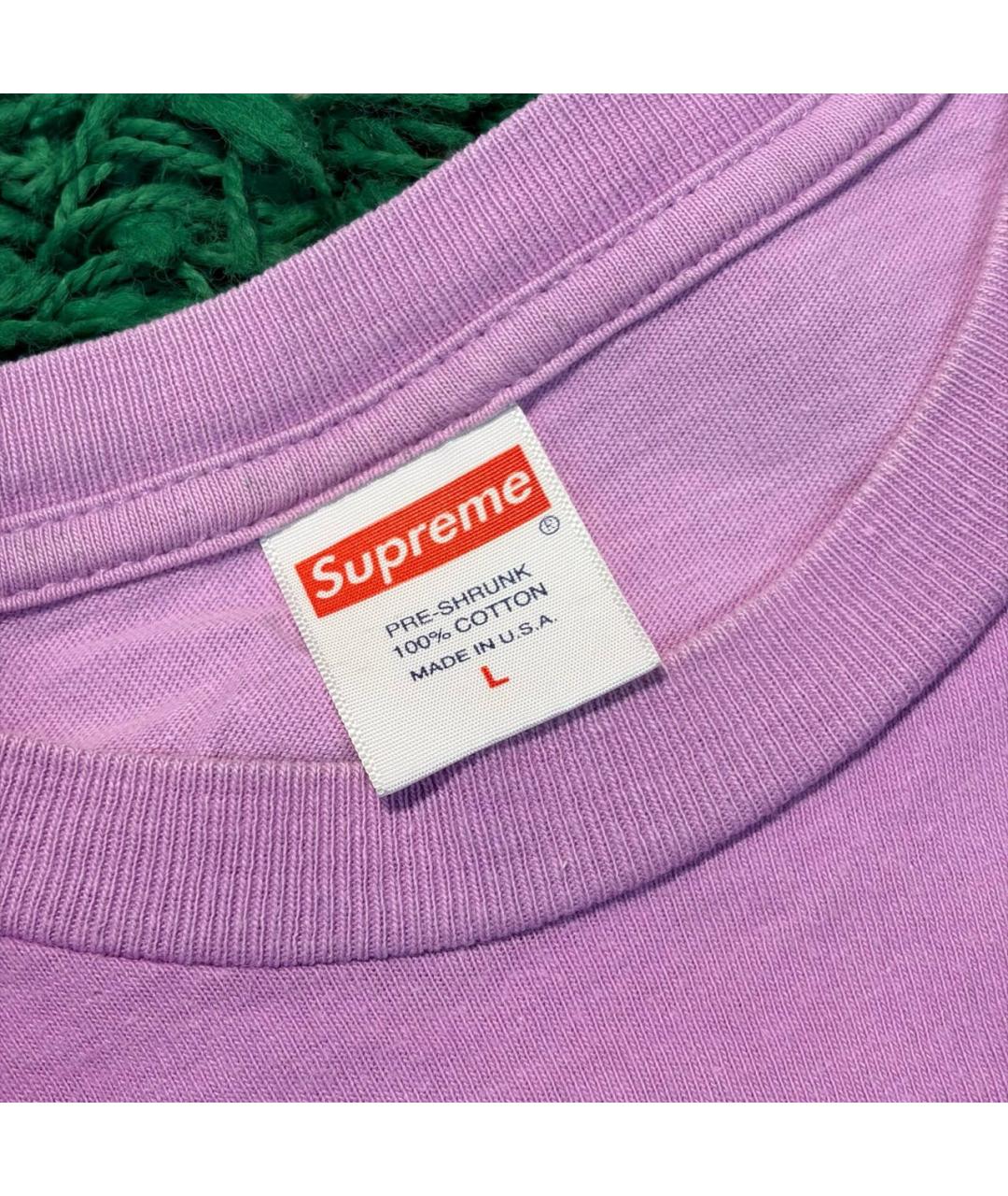 SUPREME Фуксия хлопковая футболка, фото 4