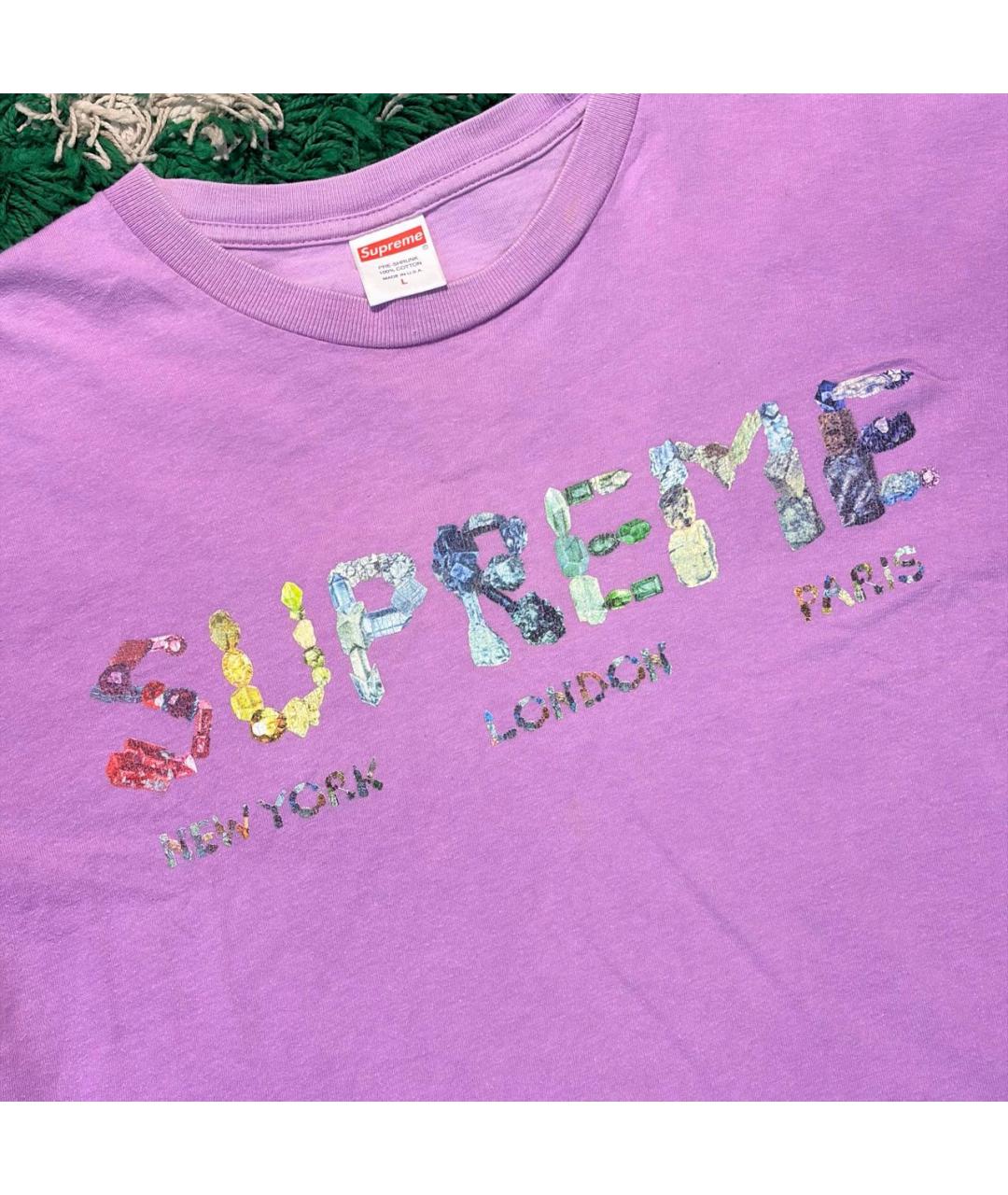 SUPREME Фуксия хлопковая футболка, фото 3