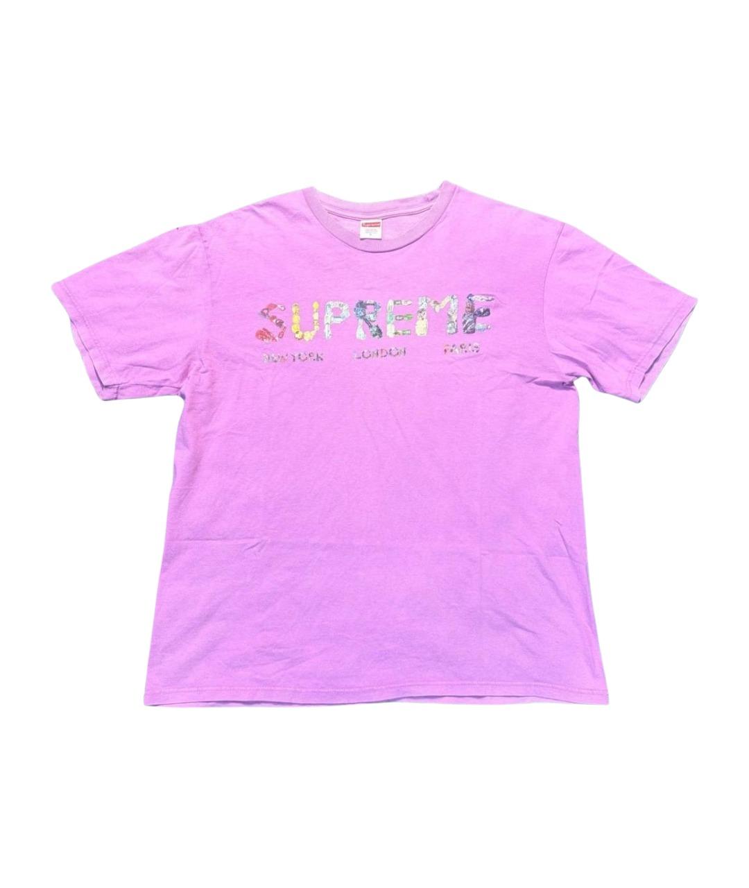 SUPREME Фуксия хлопковая футболка, фото 1