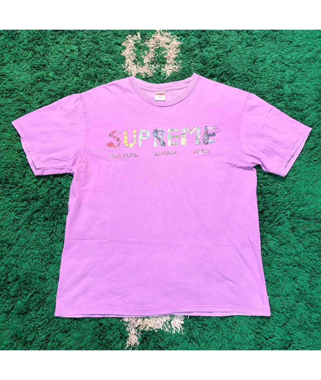 SUPREME Фуксия хлопковая футболка, фото 5