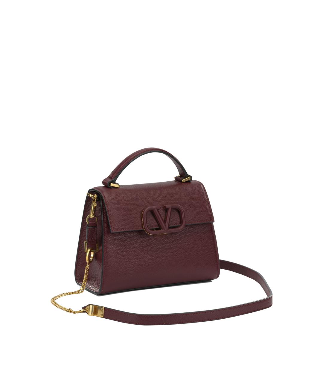 VALENTINO Бордовая кожаная сумка тоут, фото 2