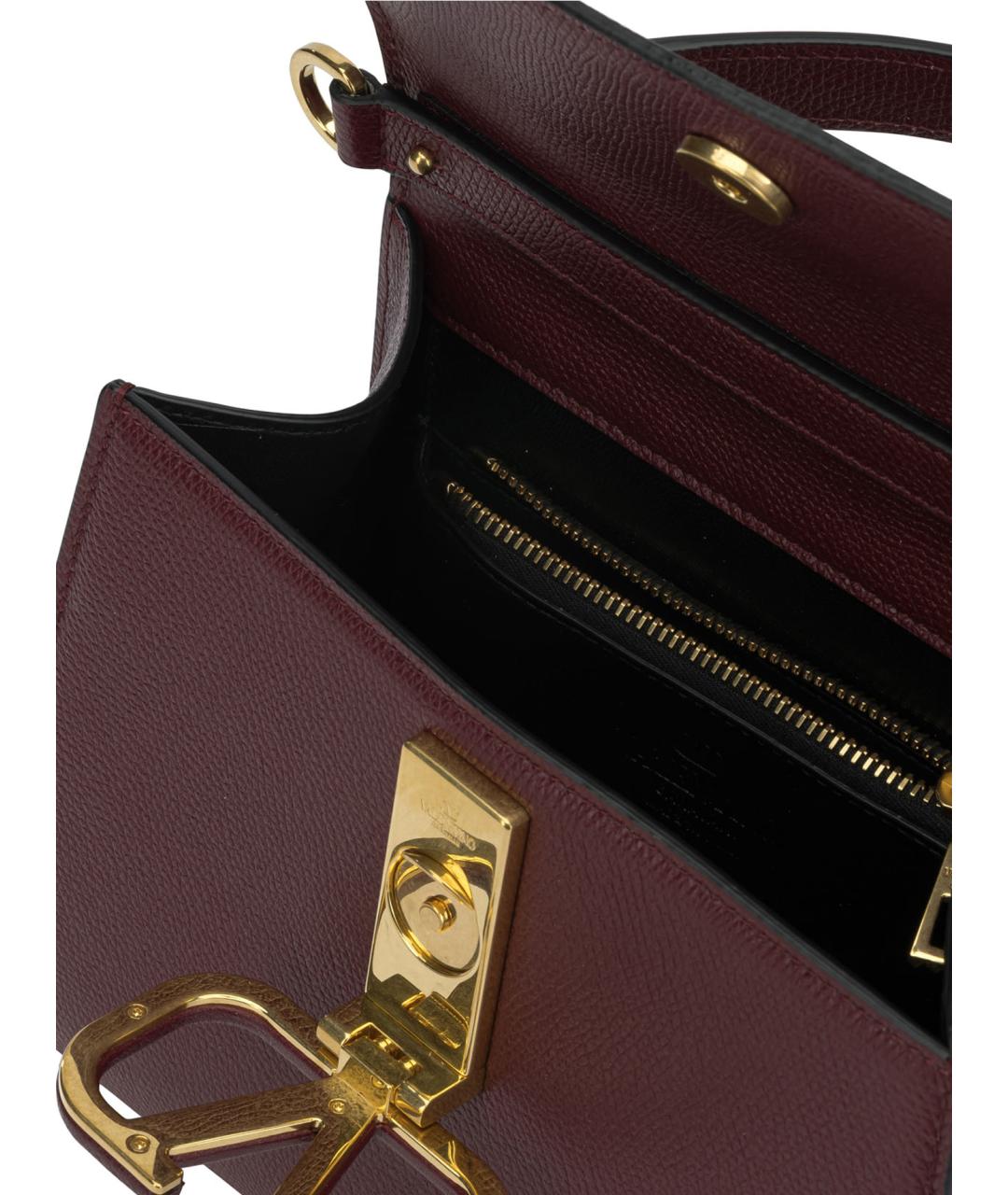 VALENTINO Бордовая кожаная сумка тоут, фото 4
