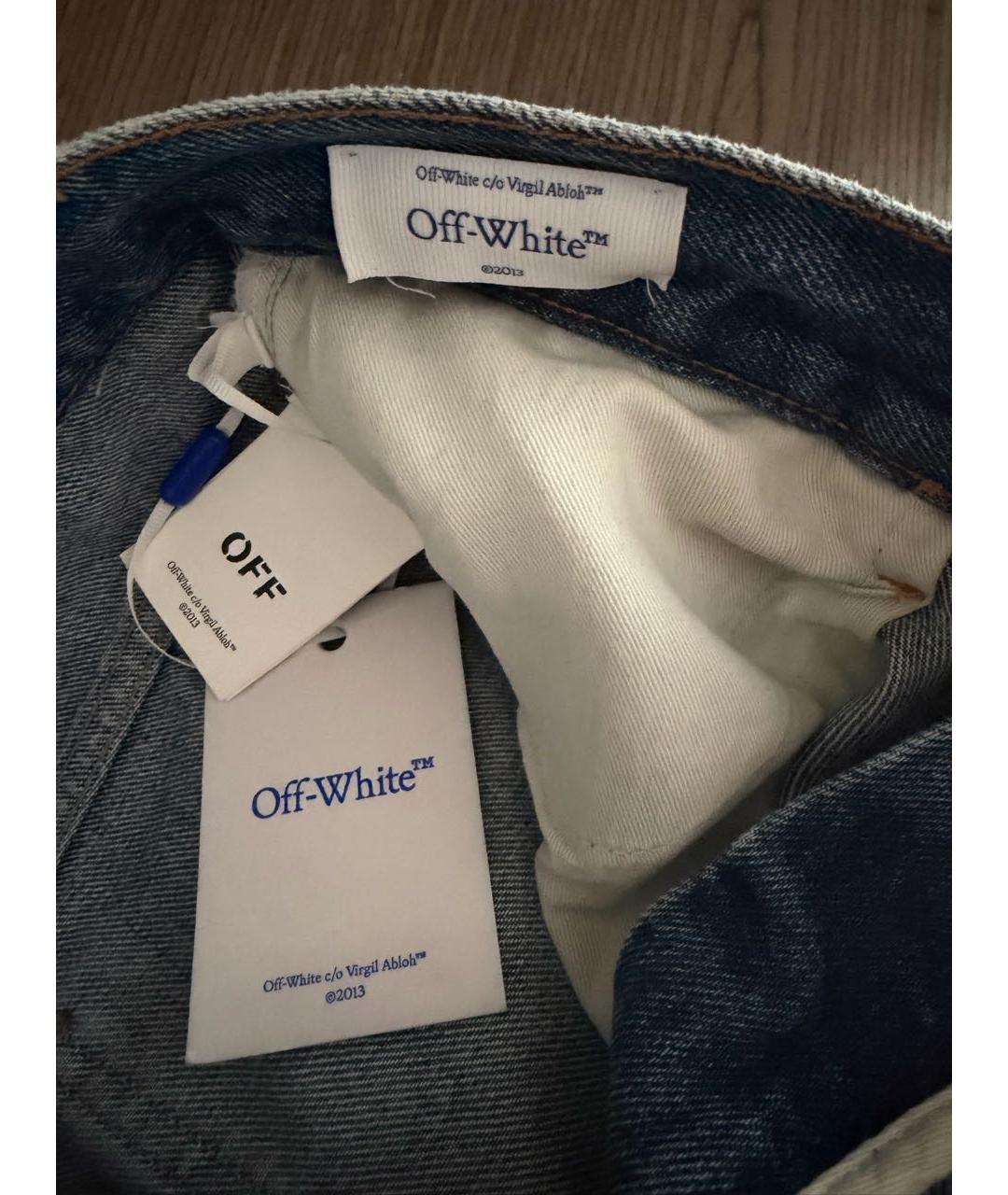 OFF-WHITE Синие хлопковые прямые джинсы, фото 3