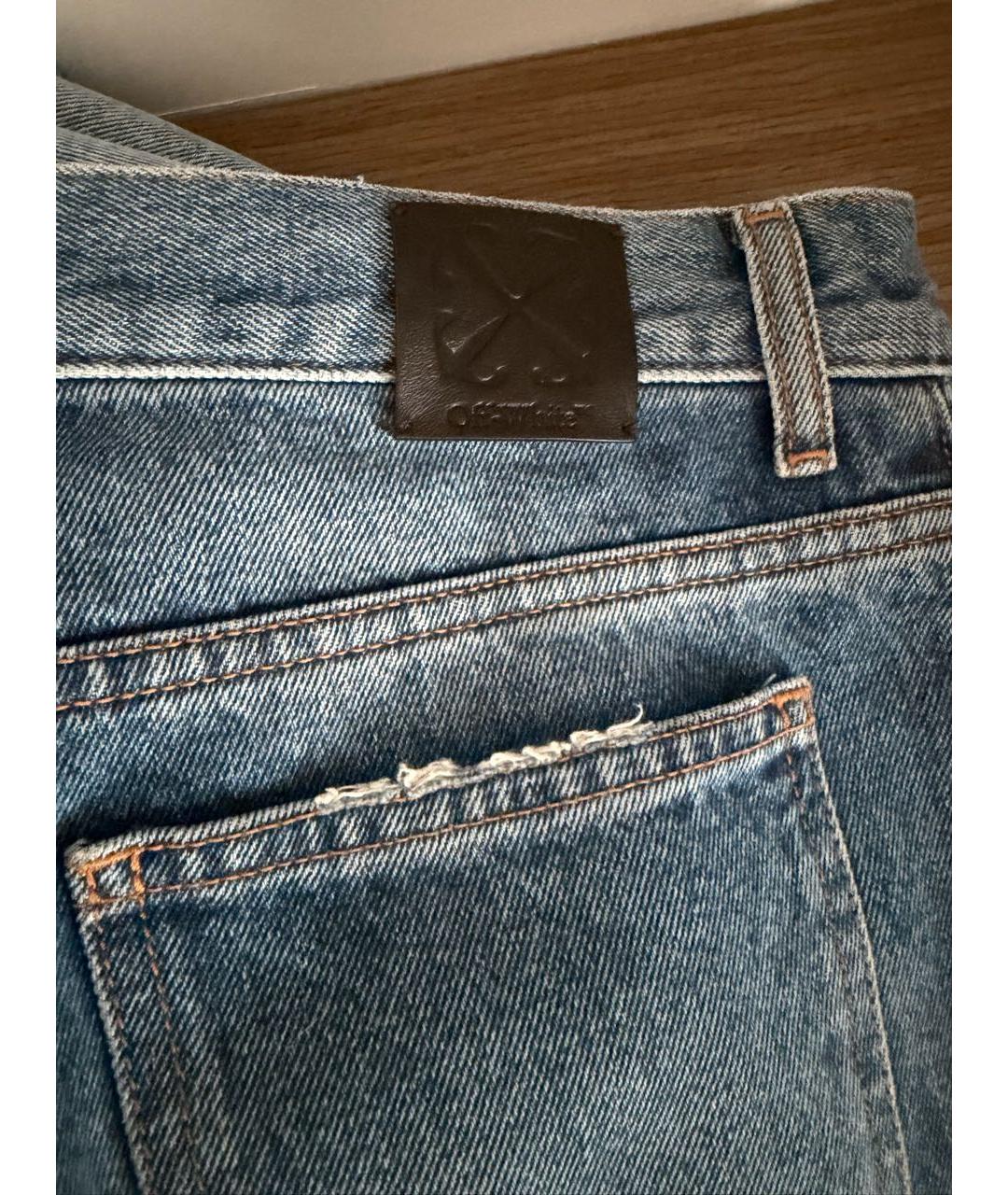 OFF-WHITE Синие хлопковые прямые джинсы, фото 4