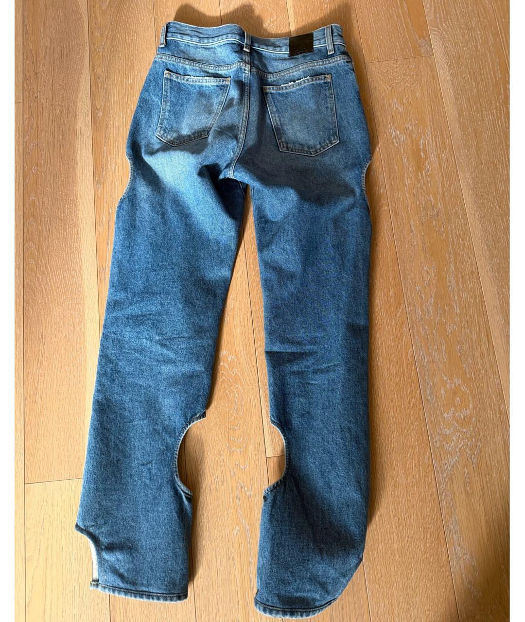 OFF-WHITE Синие хлопковые прямые джинсы, фото 2