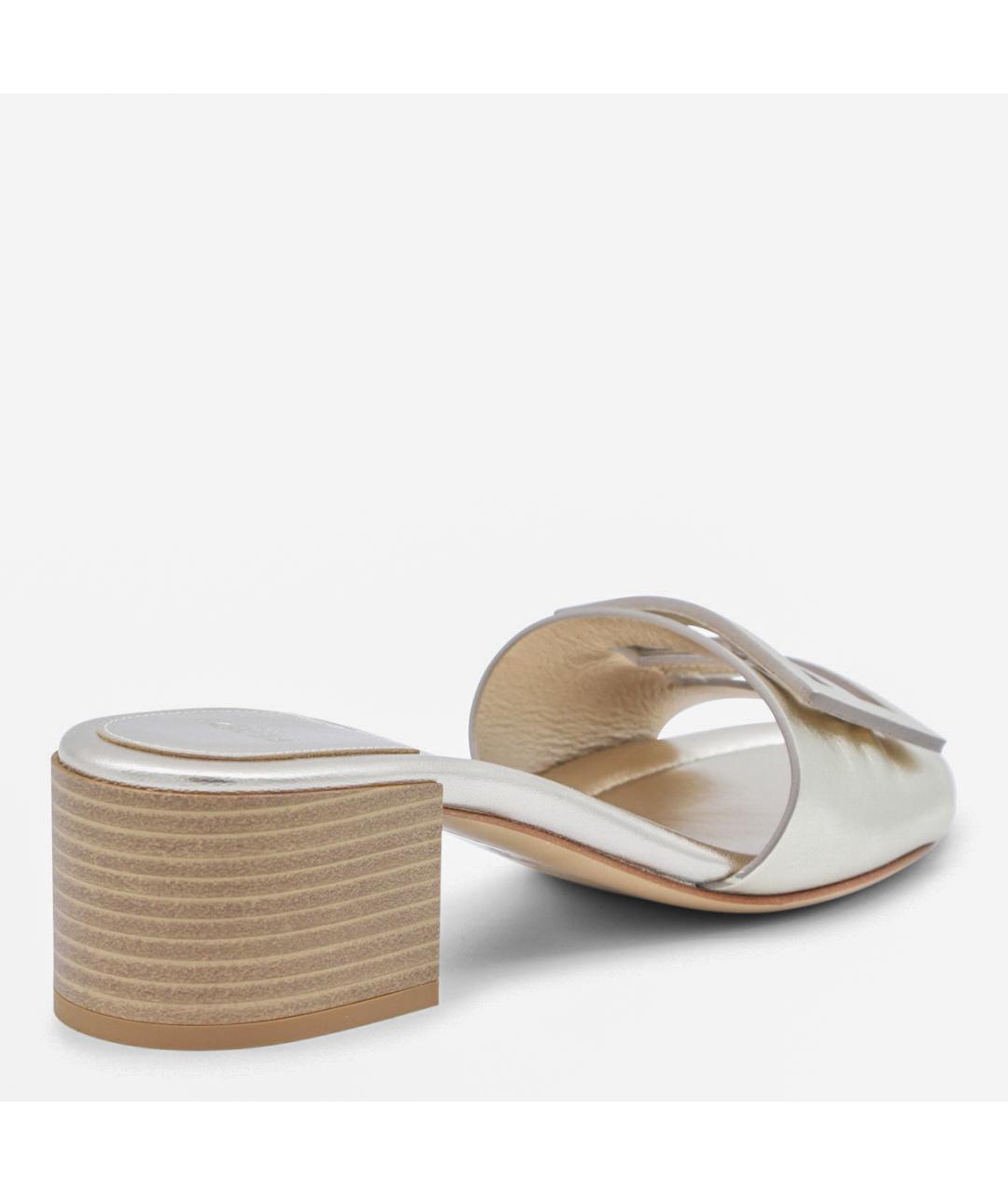 FENDI Серебряные кожаные мюли, фото 2