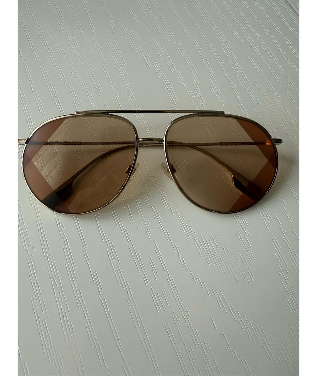BURBERRY Золотые металлические солнцезащитные очки, фото 5