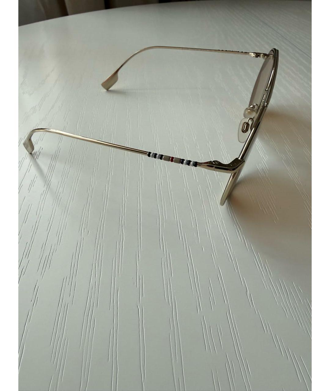 BURBERRY Золотые металлические солнцезащитные очки, фото 2