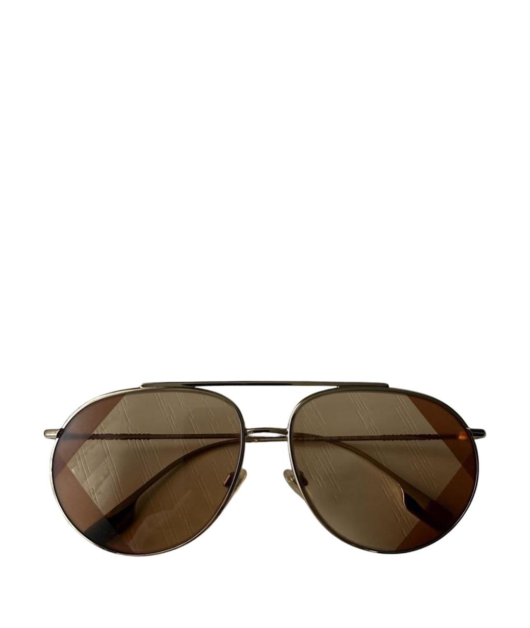 BURBERRY Золотые металлические солнцезащитные очки, фото 1