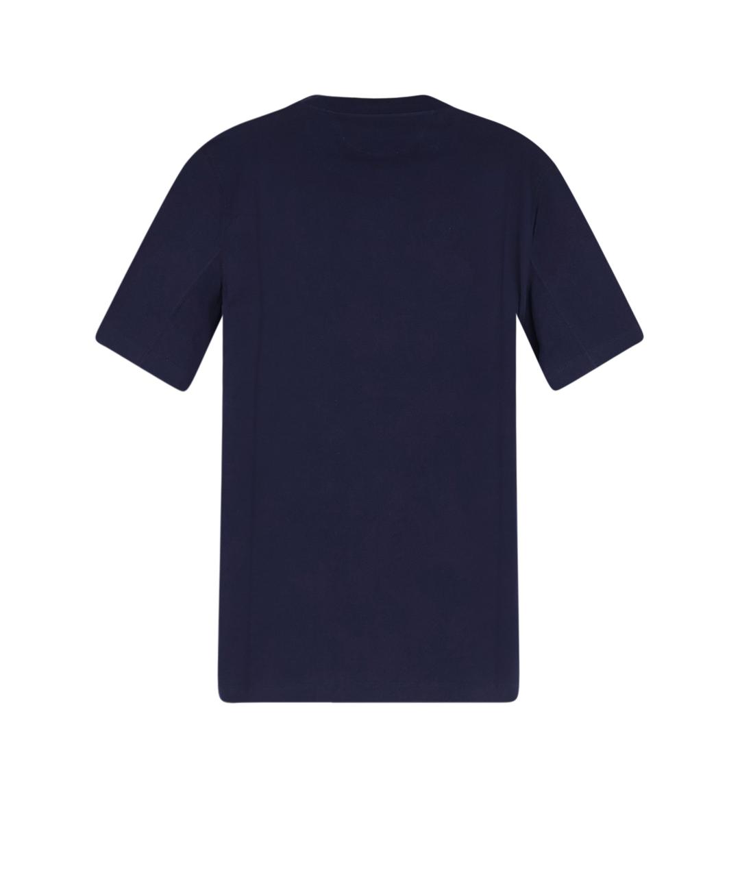 BRUNELLO CUCINELLI Темно-синяя хлопковая футболка, фото 2