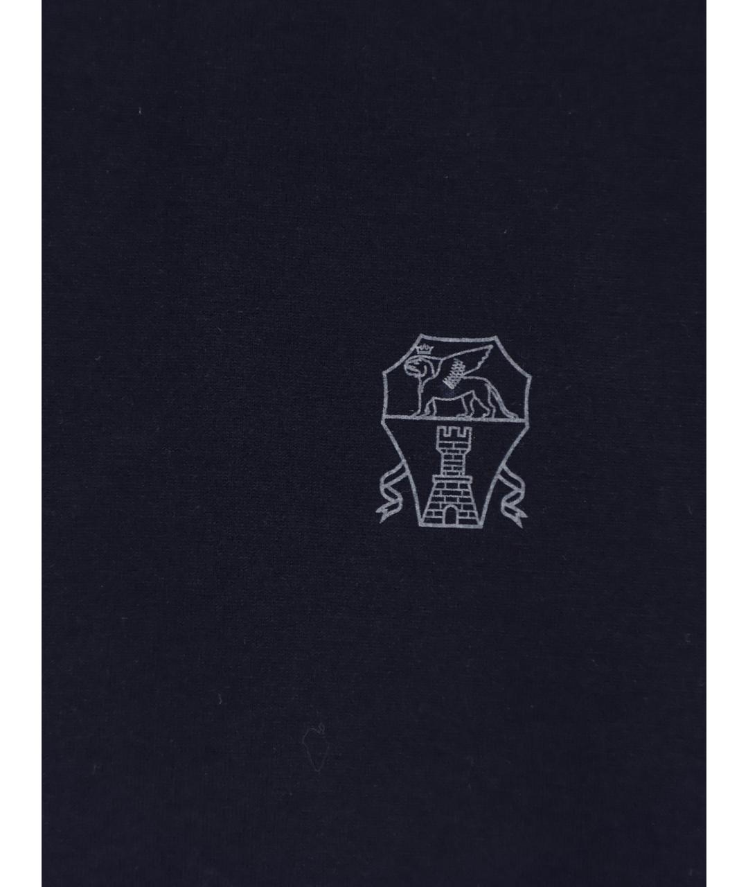 BRUNELLO CUCINELLI Темно-синяя хлопковая футболка, фото 3
