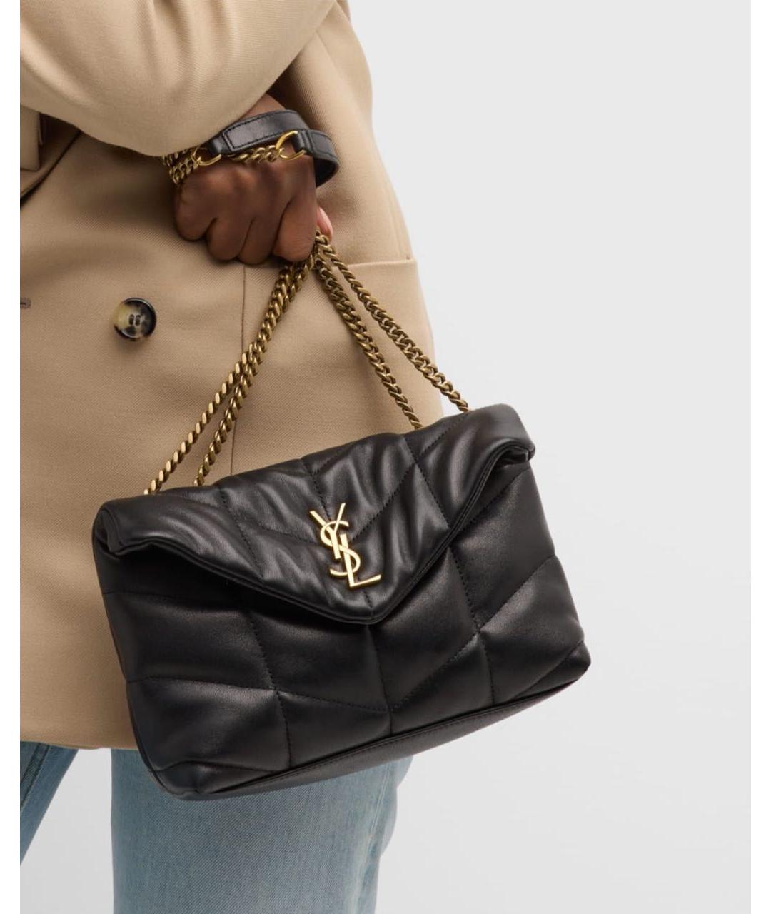 SAINT LAURENT Черная кожаная сумка через плечо, фото 2