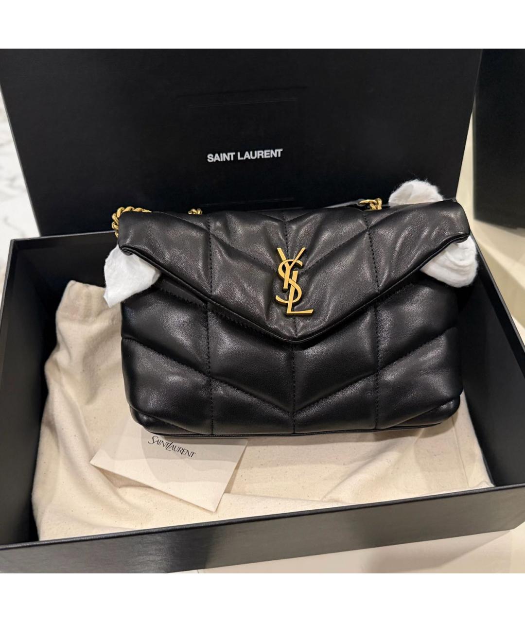 SAINT LAURENT Черная кожаная сумка через плечо, фото 3