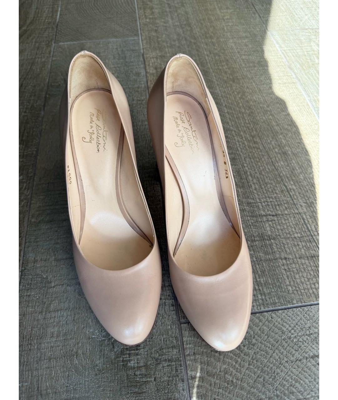 SANTONI Бежевые кожаные туфли, фото 5