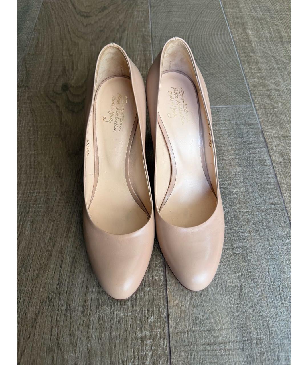 SANTONI Бежевые кожаные туфли, фото 2