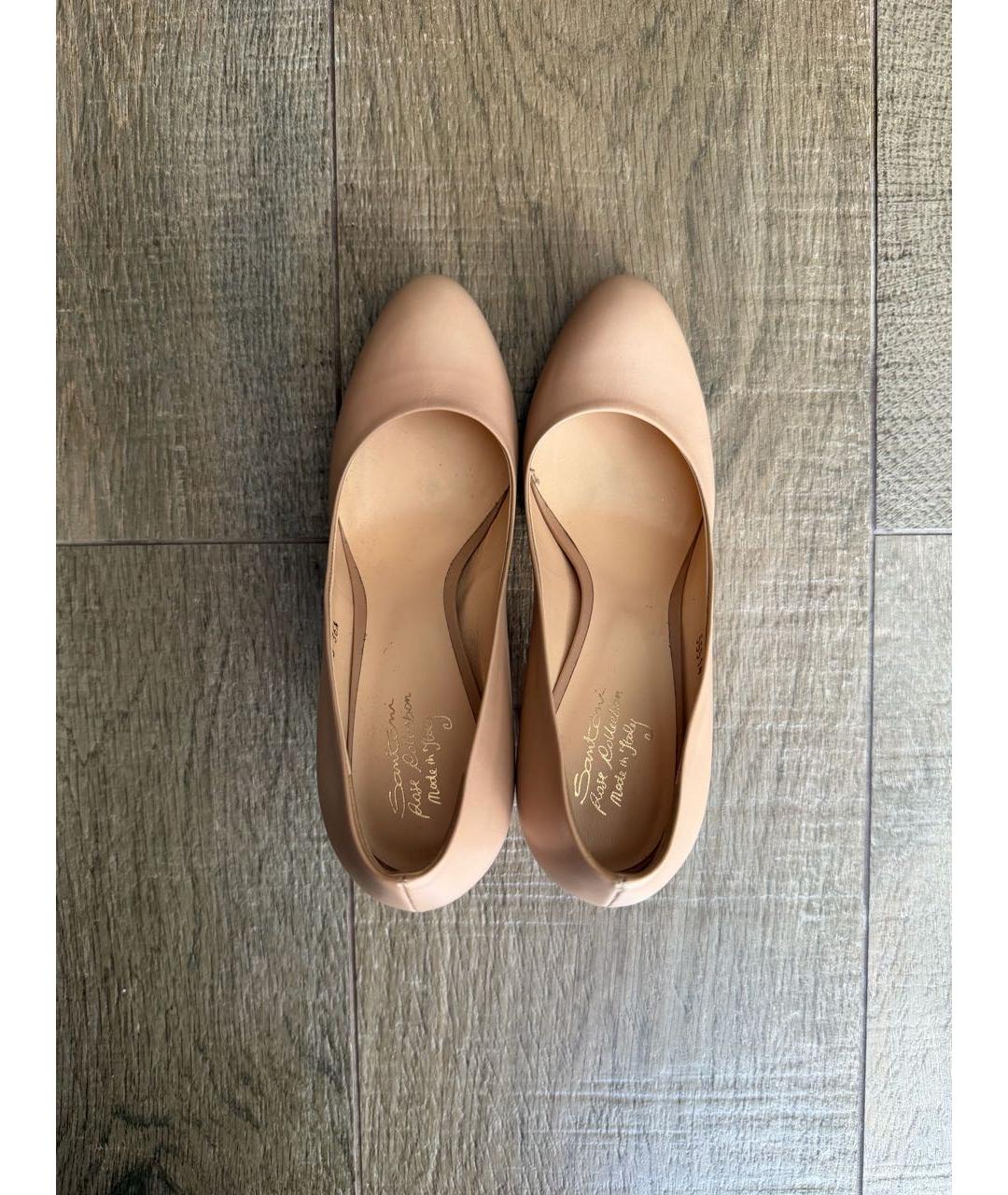 SANTONI Бежевые кожаные туфли, фото 3