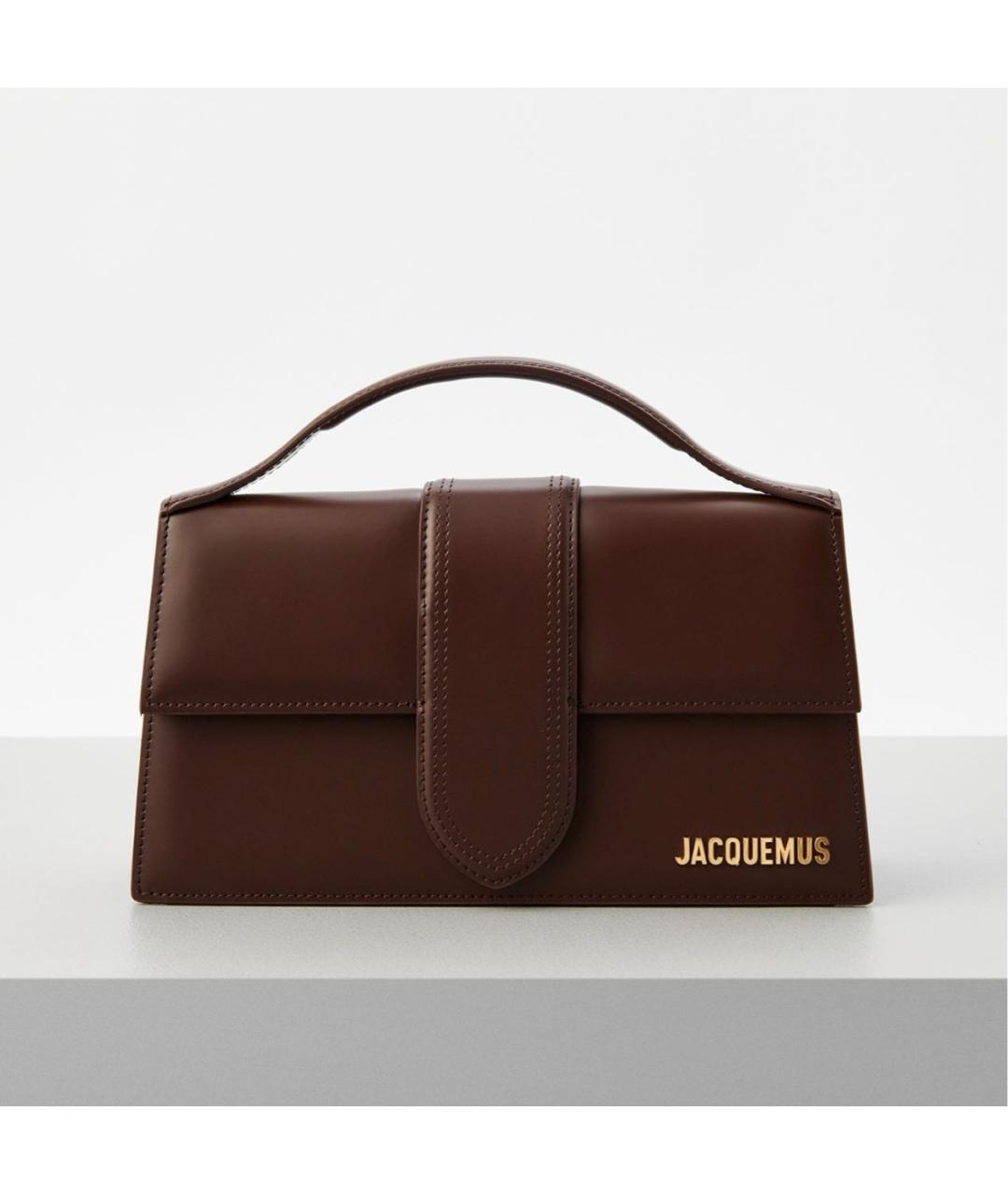 JACQUEMUS Коричневая кожаная сумка с короткими ручками, фото 7