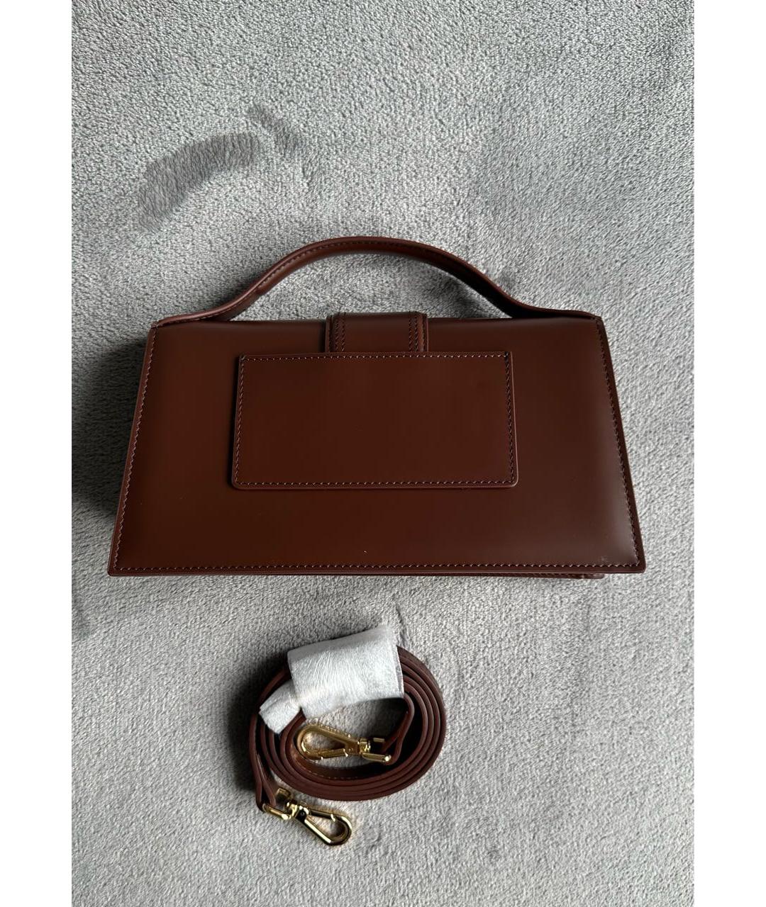 JACQUEMUS Коричневая кожаная сумка с короткими ручками, фото 4