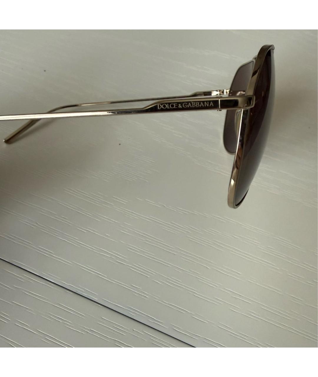 DOLCE&GABBANA Золотые металлические солнцезащитные очки, фото 3