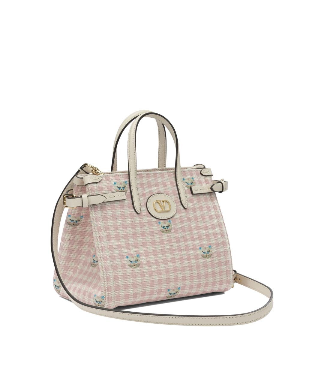 VALENTINO Розовая тканевая сумка тоут, фото 2