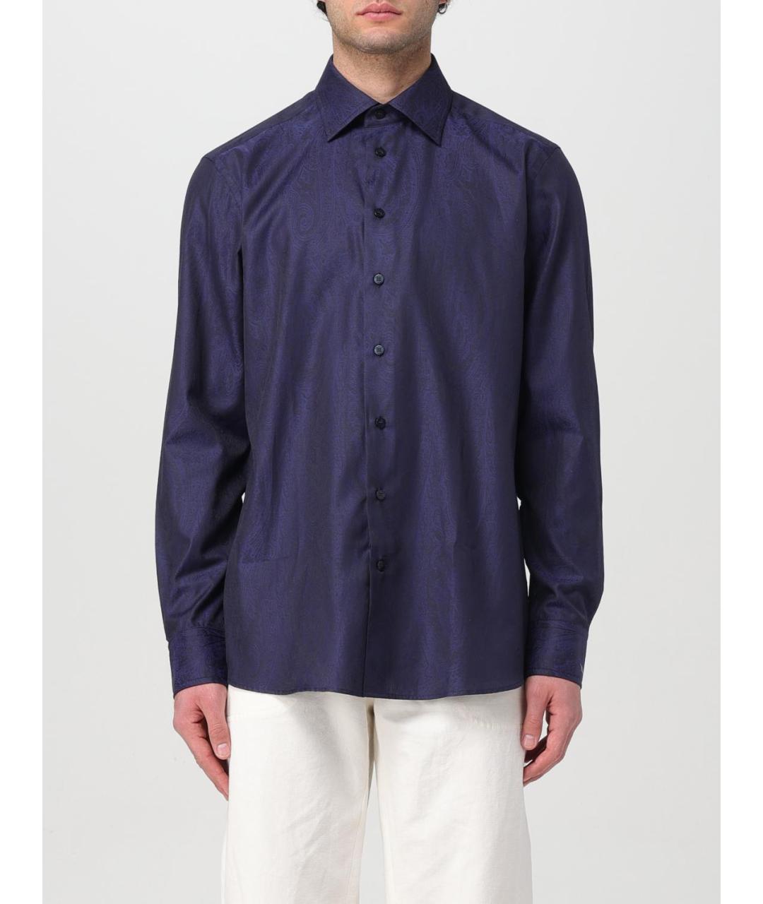 ETRO Синяя хлопковая кэжуал рубашка, фото 6