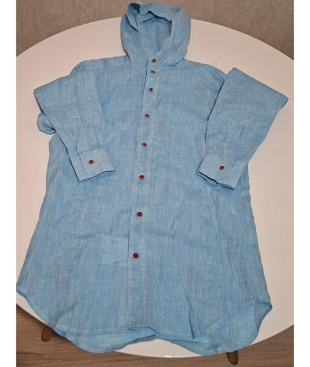 KITON Голубая льняная кэжуал рубашка, фото 5