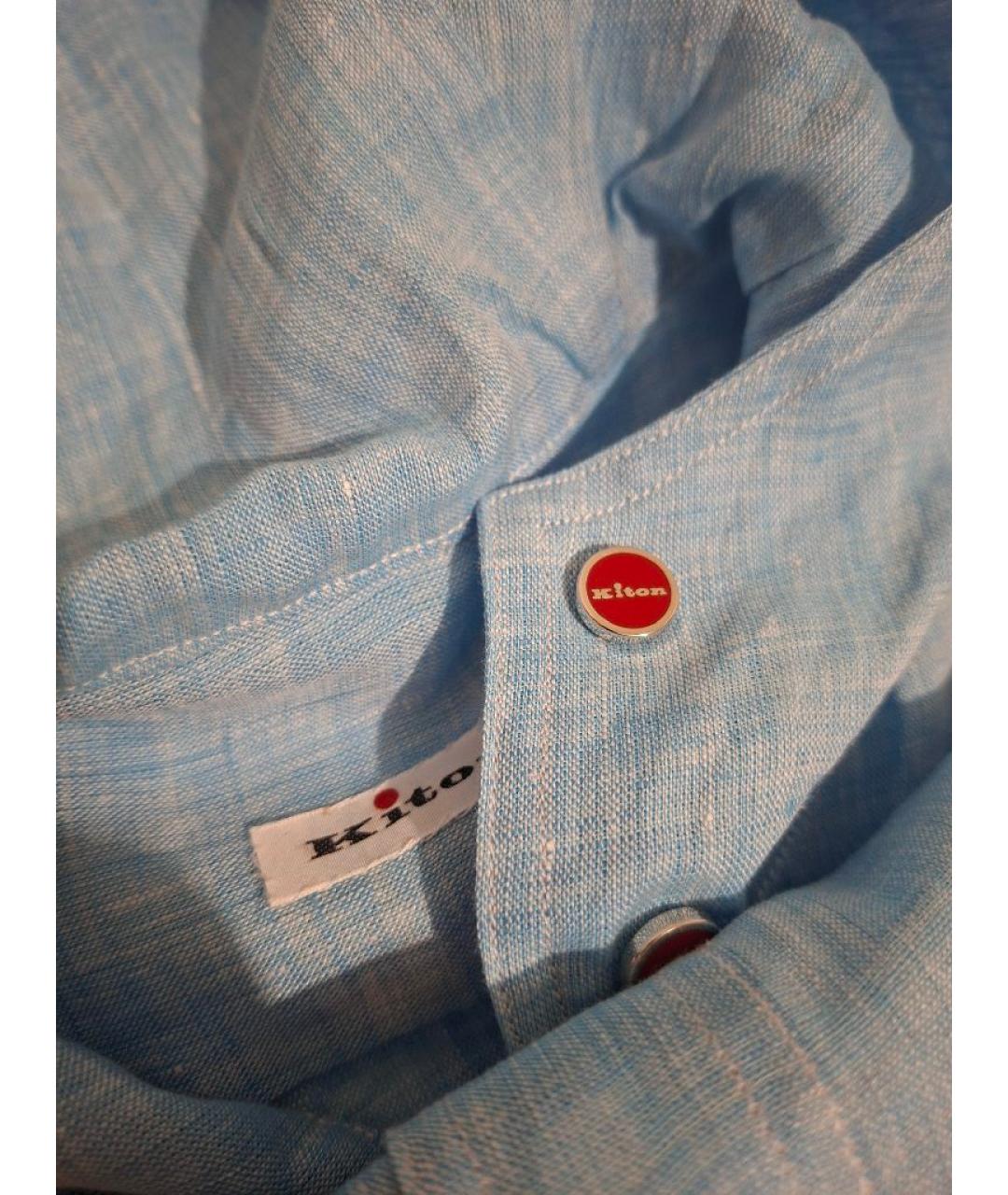 KITON Голубая льняная кэжуал рубашка, фото 3